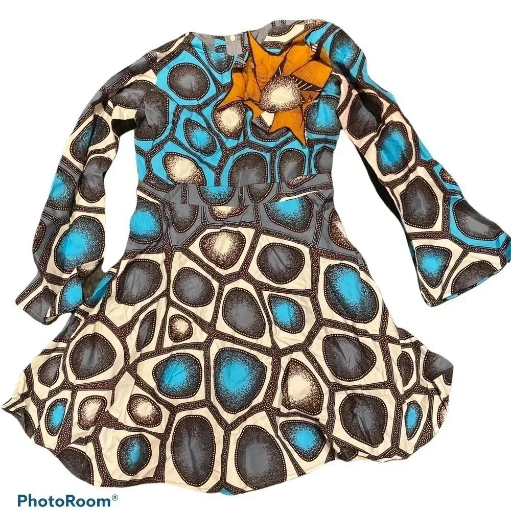 Stunning African print Princess A line midi dress  Sz S